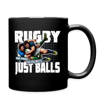 Rugby Tackle ohne Helme - Tasse einfarbig - Schwarz - Rechts