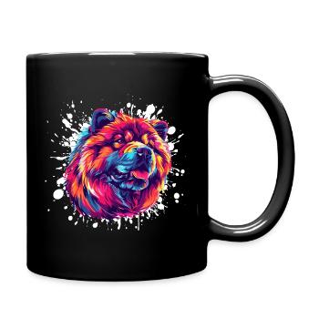 Portrait de chien aux couleurs néon avec éclaboussures - Mug uni - noir - Droite
