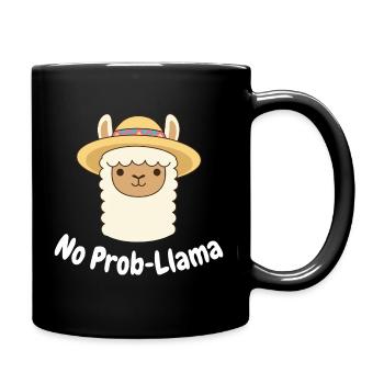 No Prob Lama Llama Cartoon - Tasse einfarbig - Schwarz - Rechts