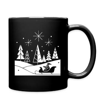  Schlittenfahrt im Schnee Weihnachts Motiv - Tasse einfarbig - Schwarz - Rechts
