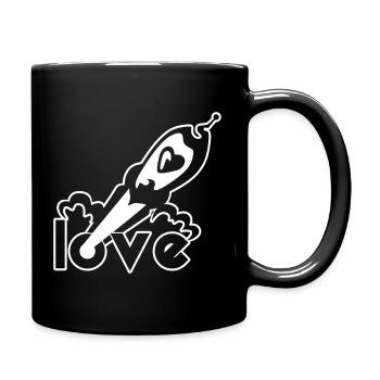 Love Rocket – Heart Space Space Design - Full Colour Mug - black - Right