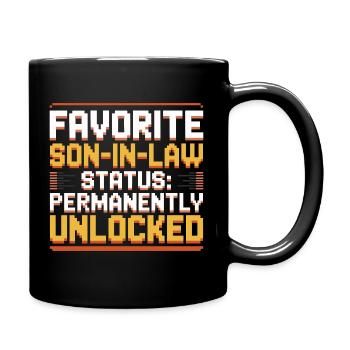Schwiegermutter Retro Lustiger Schwiegervater - Tasse einfarbig - Schwarz - Rechts