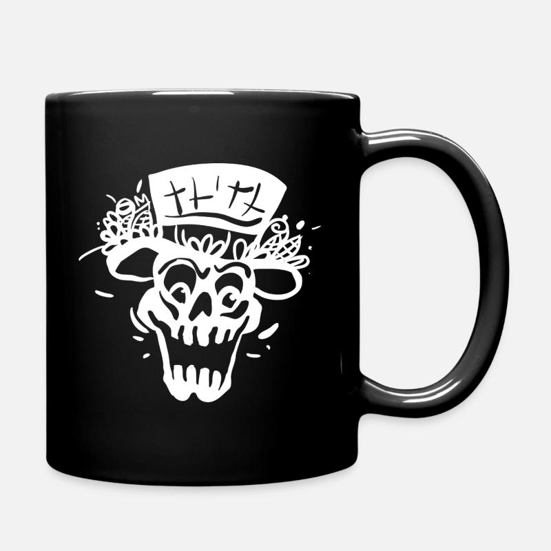 Skelett mit Zylinder Linienstil - Tasse einfarbig - Schwarz