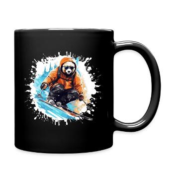 Panda Ski Skifahren - Tasse einfarbig - Schwarz - Rechts