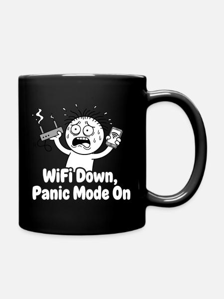 Panne WiFi Mode panique Mème - Mug uni - noir