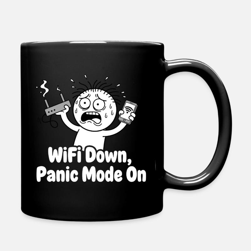 Panne WiFi Mode panique Mème - Mug uni - noir