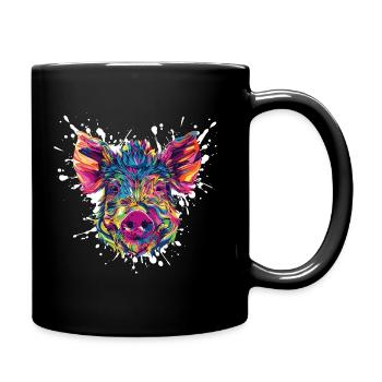 Colour explosion pig's head - Full Colour Mug - black - Right