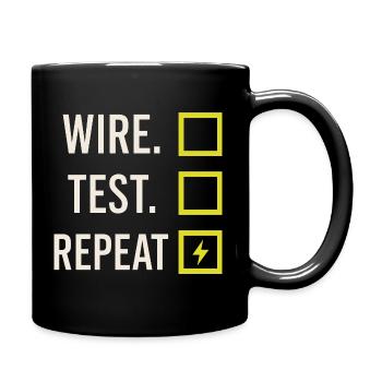 Apprentice electrician, student in the electrical trade - Full Colour Mug - black - Right
