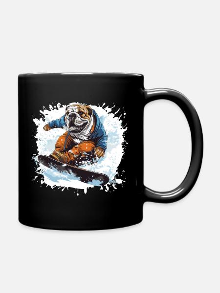 Bulldog Chien Snowboard - Mug uni - noir