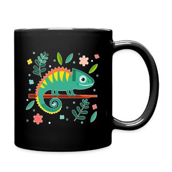 Chameleon (Plain and Leaves) - Full Colour Mug - black - Right