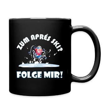 For après-ski? Follow me! – Funny Winter Saying - Full Colour Mug - black - Right