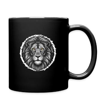 Löwin im Riss - Geschenk für Löwenmama - Tasse einfarbig - Schwarz - Rechts