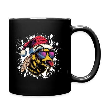 Biene Weihnachten Lustig - Tasse einfarbig - Schwarz - Rechts