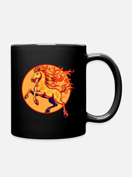 Feuerpferd Chinesisches Tierkreiszeichen - Tasse einfarbig - Schwarz