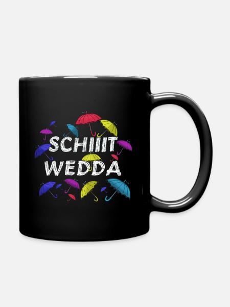 Schiet Wedda: Colorful Umbrella Art - Full Colour Mug - black