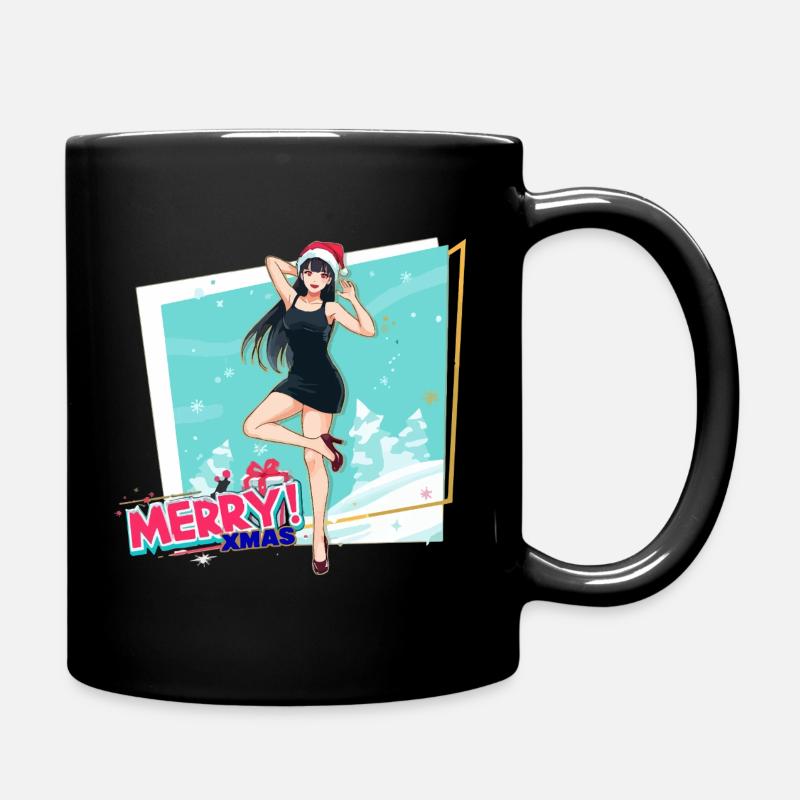 Xmas Anime im Festtagslook - Tasse einfarbig - Schwarz