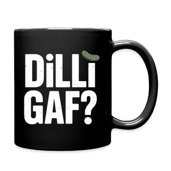 DILLIGAF? Dill Cucumber Sarcasm Humor Saying - Full Colour Mug - black - Right