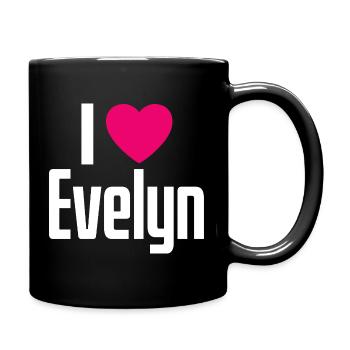 I Love Evelyn Pinkes Herz Ich liebe Evelyn - Tasse einfarbig - Schwarz - Rechts