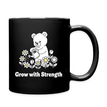 Bear watering flowers – strength grows - Full Colour Mug - black - Right