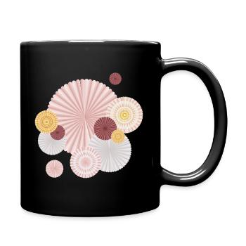 Pastel Rosettes – Decorative Paper Fans - Full Colour Mug - black - Right