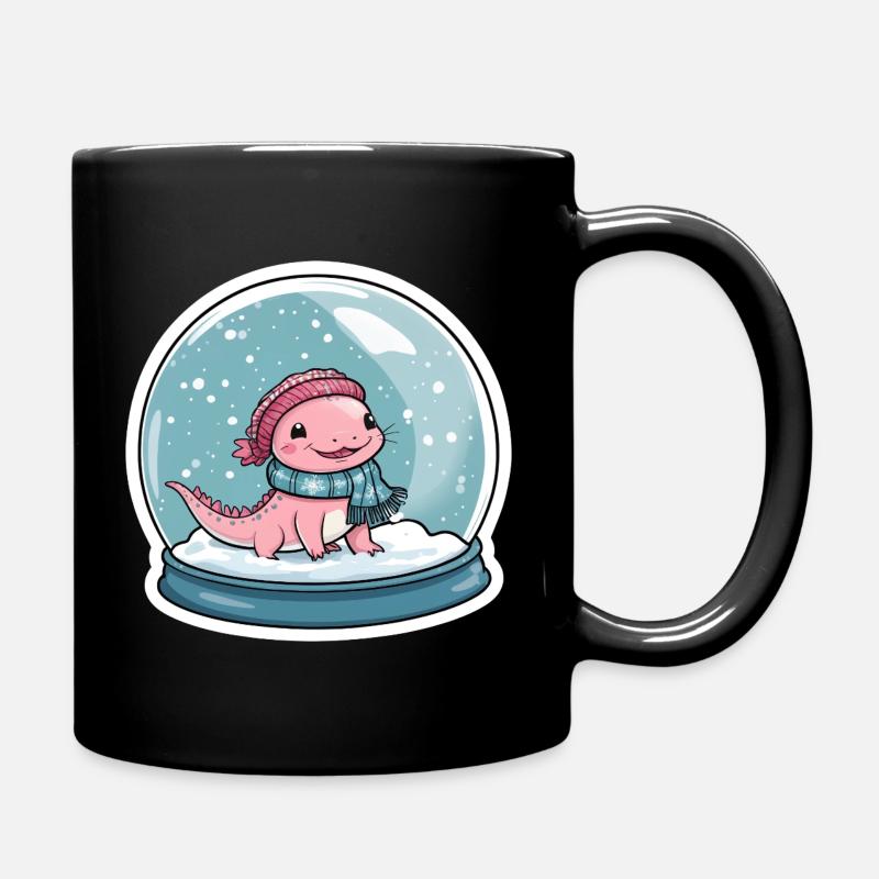 Axolotl in der Schneekugel - Tasse einfarbig - Schwarz
