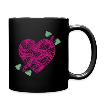 romantisches Herz - Tasse einfarbig - Schwarz - Rechts