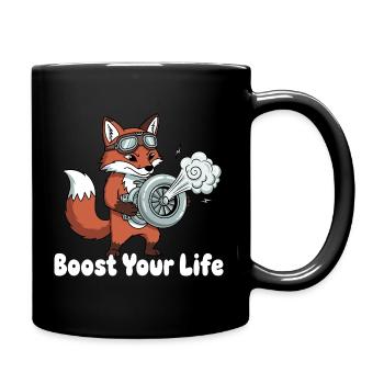 Fuchs mit Jetbike Boost - Tasse einfarbig - Schwarz - Rechts