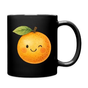 Kawaii Orange Fruit Kids Baby Motif Cute Fruit - Full Colour Mug - black - Right