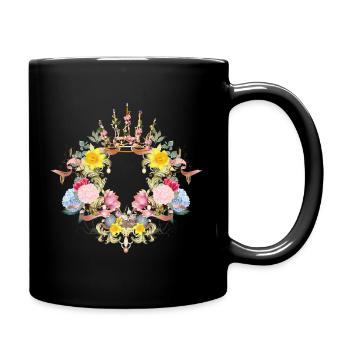 Couronne de fleurs baroque avec de délicats accents printaniers - Mug uni - noir - Droite