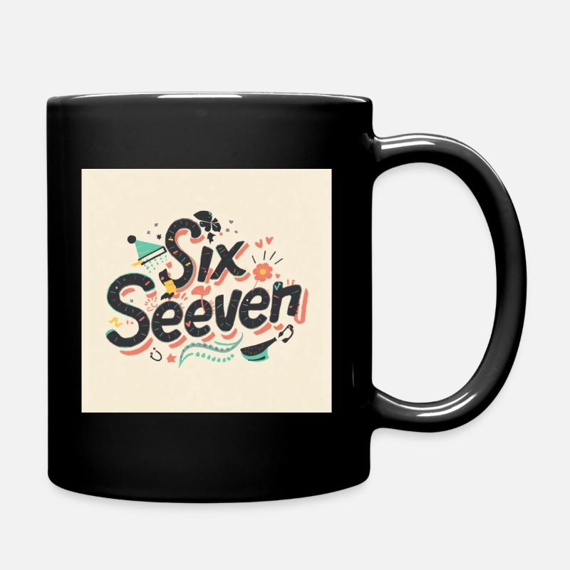 Sechs Siebzehn Retro-Doodle-Buchstaben - Tasse einfarbig - Schwarz