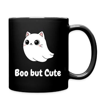Boo but Cute Cat Ghost Illustration - Full Colour Mug - black - Right