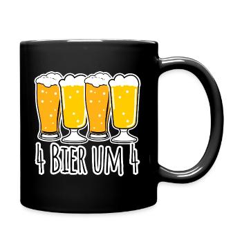 Kein Bier vor 4 und vier Bier ab 4! - Tasse einfarbig - Schwarz - Rechts