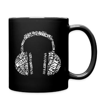 Punk Typografie Kopfhörer Wort Kunstdesign - Tasse einfarbig - Schwarz - Rechts