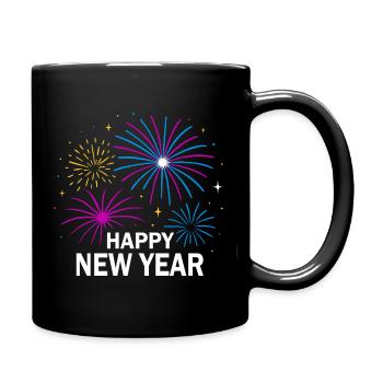 Fireworks New Year's Eve Design – Happy New Year - Full Colour Mug - black - Right
