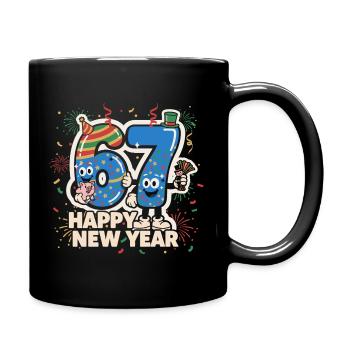 67 Six Seven 6-7 Silvester 2026 Lustig Geschenk - Tasse einfarbig - Schwarz - Rechts