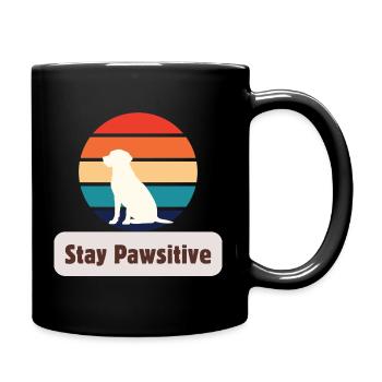 Stay Pawsitive – Positives Hunde Motiv Retro - Tasse einfarbig - Schwarz - Rechts