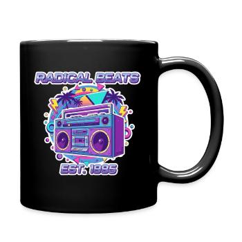 Radical Beats – 80er Jahre Retro Boombox Design - Tasse einfarbig - Schwarz - Rechts