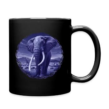 Nächtlicher Elefant in der Savanne - Tasse einfarbig - Schwarz - Rechts