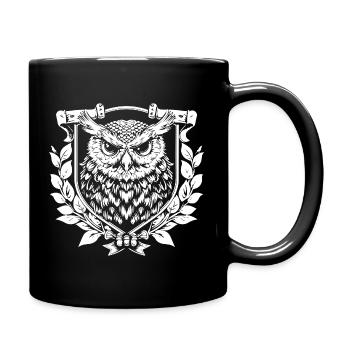 Eule wappen im Lorbeerkranz - Tasse einfarbig - Schwarz - Rechts