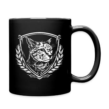 Heraldic cat in a wreath of leaves - Full Colour Mug - black - Right