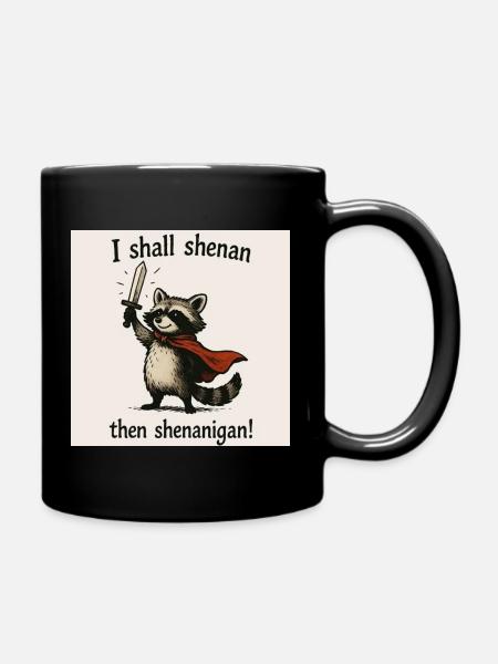 Raccoon Hero Shenanigan - Full Colour Mug - black