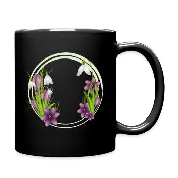 Perce-neige et crocus – Couronne au printemps - Mug uni - noir - Droite