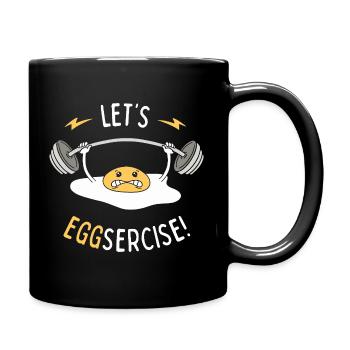Lasst uns Eggsercise! - Tasse einfarbig - Schwarz - Rechts