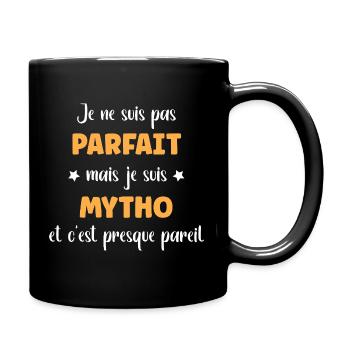 Not perfect but mytho — typographic humor - Full Colour Mug - black - Right