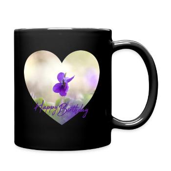 Fleur en cœur pour un design d’anniversaire Fleur violette violette - Mug uni - noir - Droite