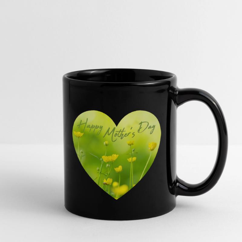 Herz mit Blumen zum Muttertag Geschenk Muttertag Tasse einfarbig