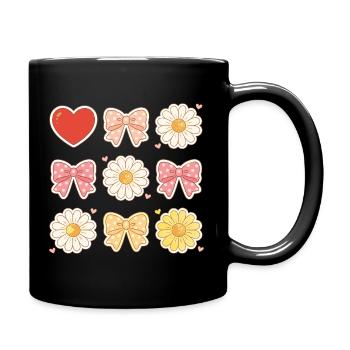 Pastel Daisy Bows Herzmuster - Tasse einfarbig - Schwarz - Rechts