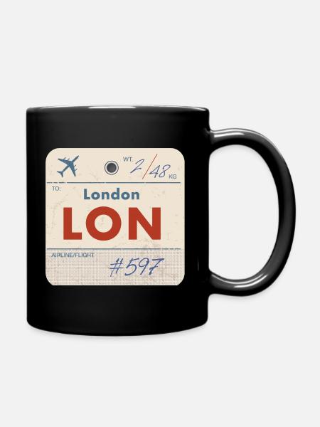 London LON Vintage Airline Tag - Tasse einfarbig - Schwarz