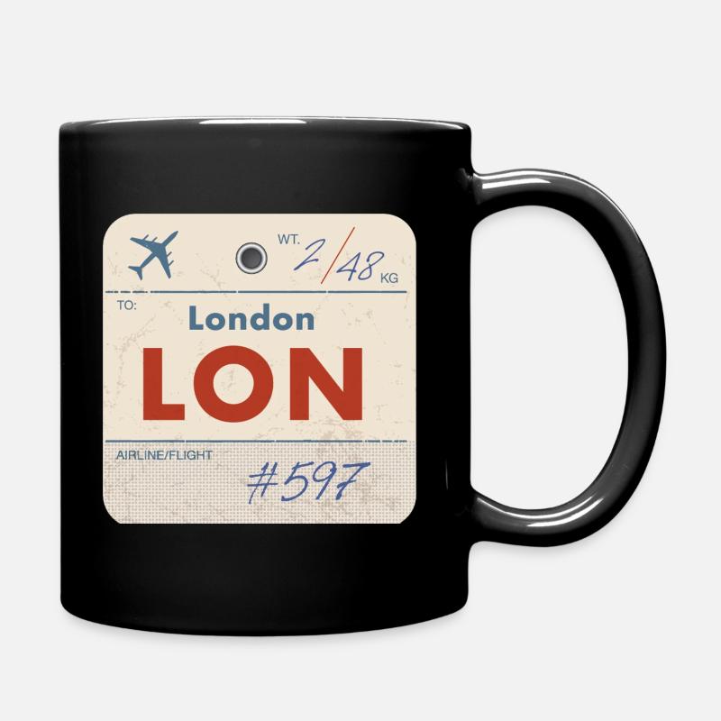 London LON Vintage Airline Tag - Tasse einfarbig - Schwarz