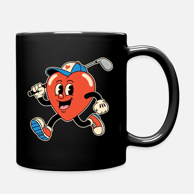 Heart Golf Cartoon - Full Colour Mug - black